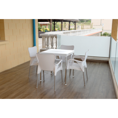 Mesa de resina y aluminio Blanca Mesa de resina y aluminio Blanca