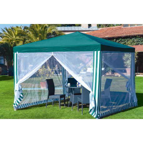 Cenador acero verde con mosquitera Cenador acero verde con mosquitera